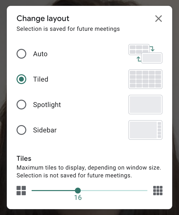 Change your layout in Google Meet