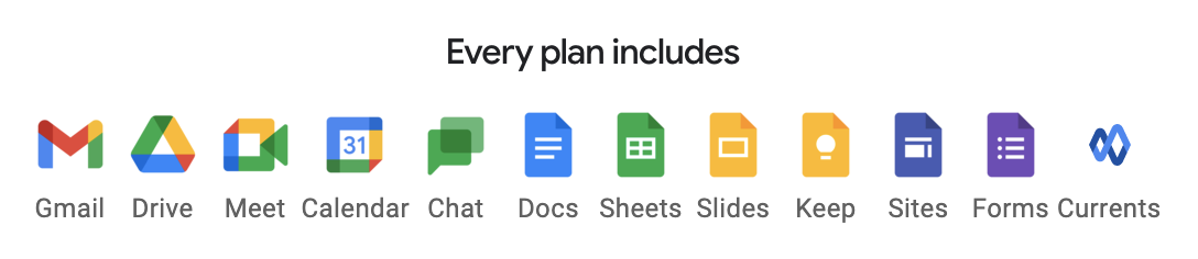 Every Google Workspace plan includes
