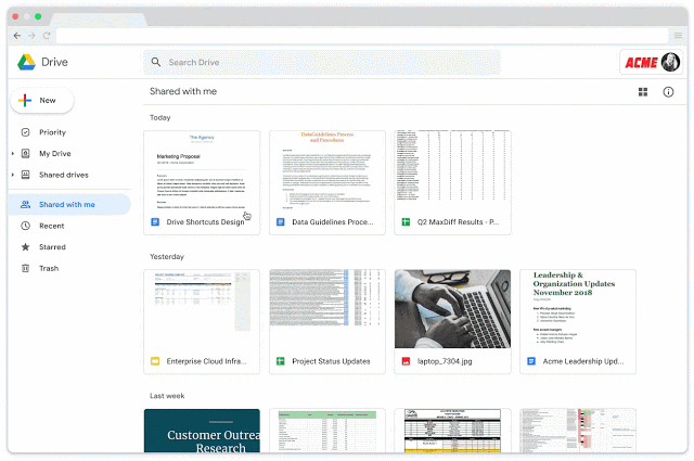 G Suite Shared Drives demo example - All rights reserved to Google Cloud