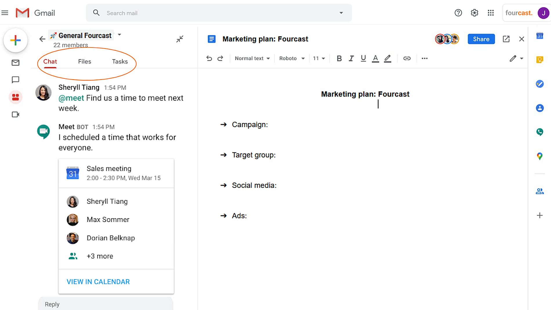 New integrated workspace in G Suite- Google docs