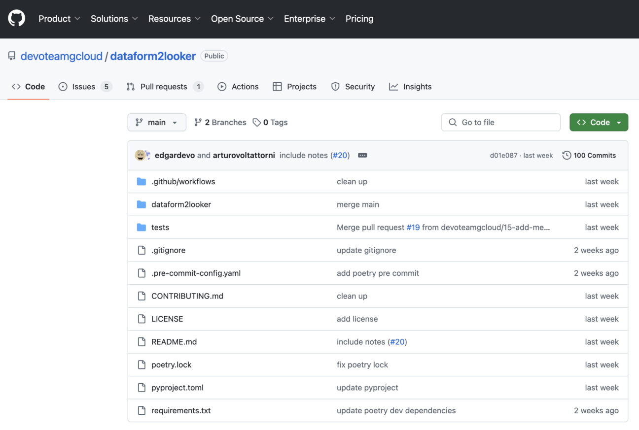 Dataform2Looker GitHub repository snapshot